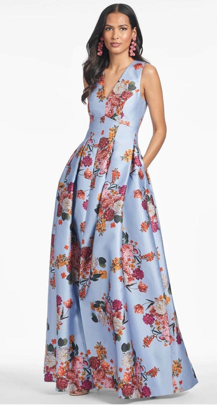 SACHIN BABI Brooke Gown - Glacial Blue Bright Bouquet 22W (New)